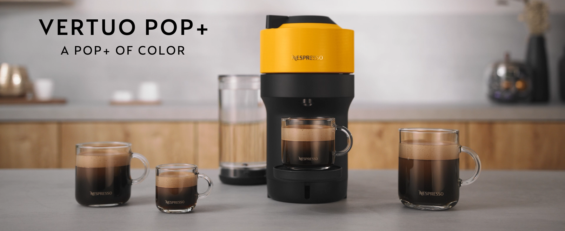 Nespresso Vertuo Pop+ Coffee and Espresso Machine, Mango Yellow.